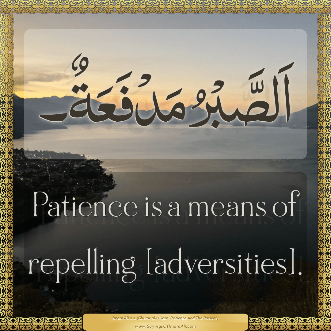 Patience is a means of repelling [adversities].